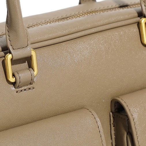 Vintage Damen Echtleder Bowling Bag Schultertasche