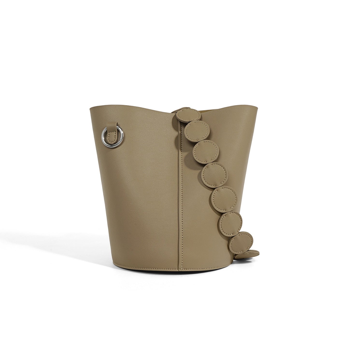 Bolso tipo cubo de cuero genuino para mujer con correa ajustable para llevar a mano y al hombro