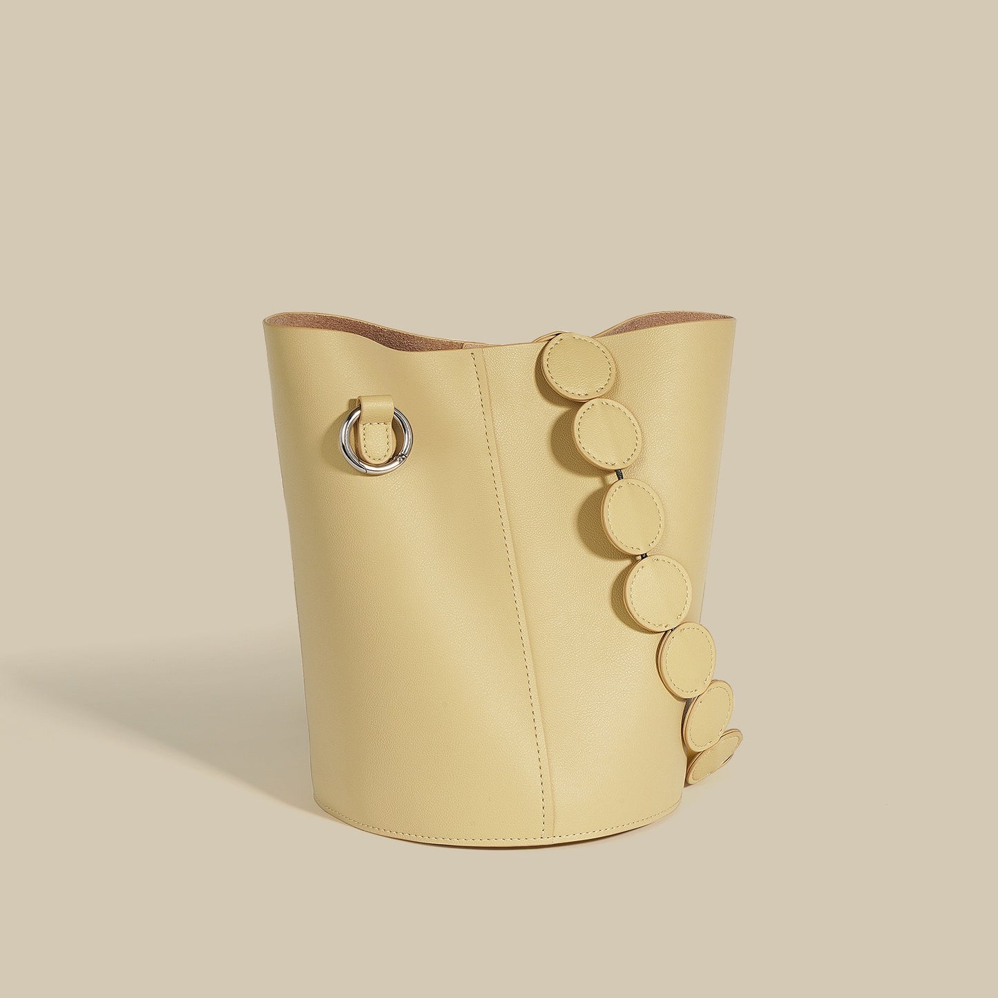 Bolso tipo cubo de cuero genuino para mujer con correa ajustable para llevar a mano y al hombro