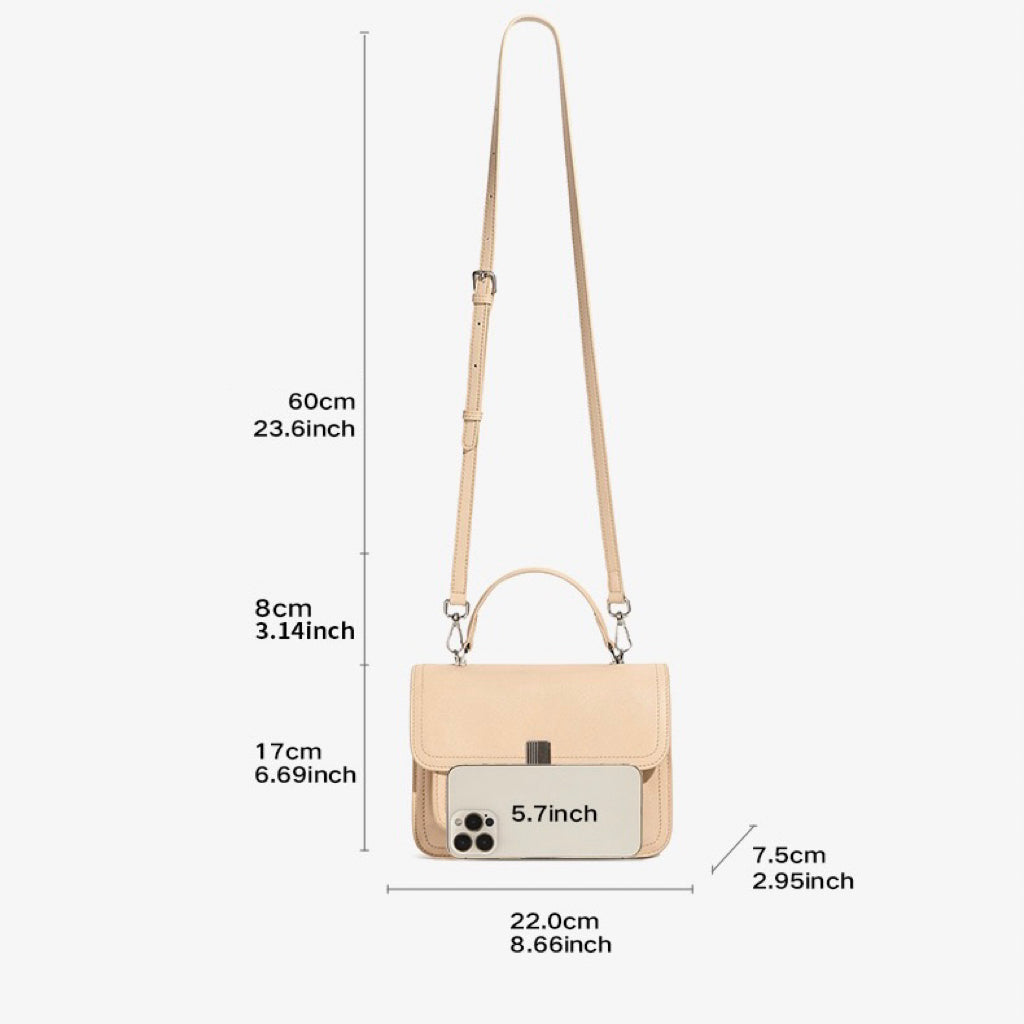 Pendler-Umhängetasche aus echtem Leder für Damen