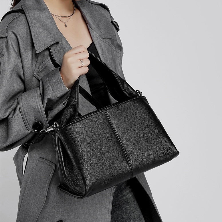 Sac à bandoulière vintage en cuir véritable pour femme, design classique