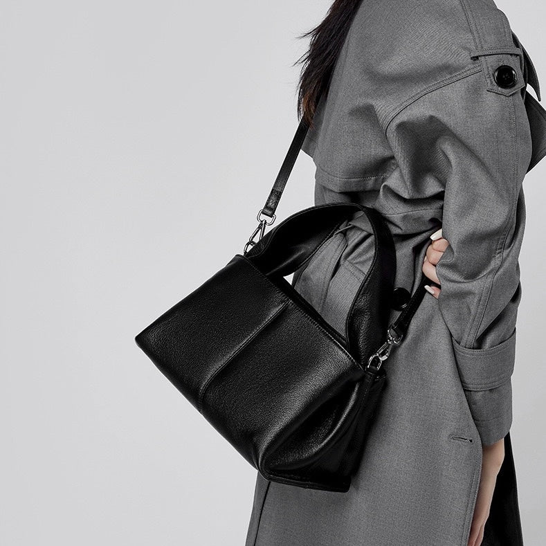 Sac à bandoulière vintage en cuir véritable pour femme, design classique