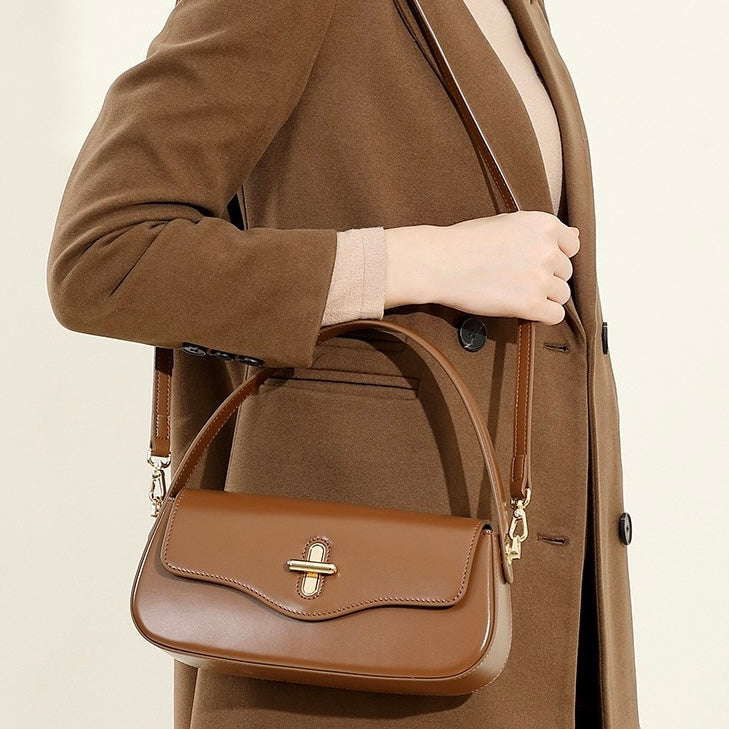 Women's Genuine Leather Shoulder Crossbody Baguette Bag