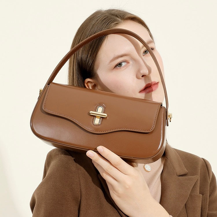Women's Genuine Leather Shoulder Crossbody Baguette Bag