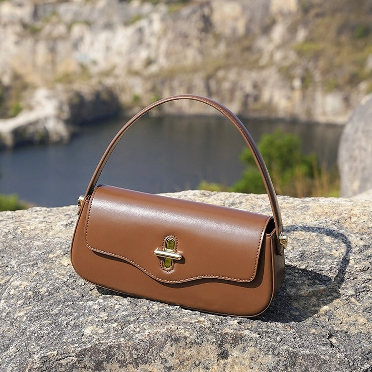 Women's Genuine Leather Shoulder Crossbody Baguette Bag