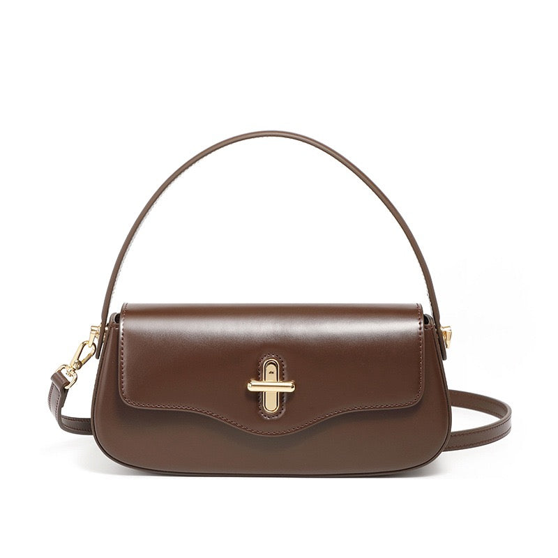 Women's Genuine Leather Shoulder Crossbody Baguette Bag