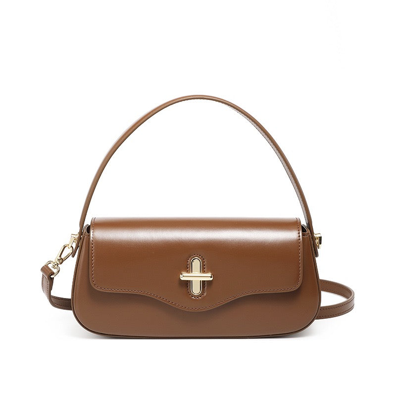 Women's Genuine Leather Shoulder Crossbody Baguette Bag