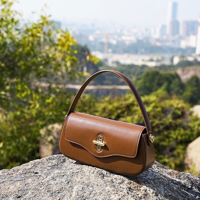 Women's Genuine Leather Shoulder Crossbody Baguette Bag