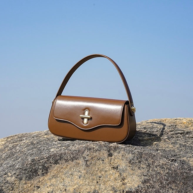 Women's Genuine Leather Shoulder Crossbody Baguette Bag