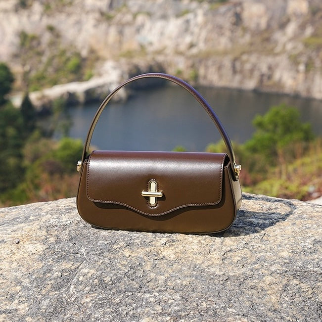 Women's Genuine Leather Shoulder Crossbody Baguette Bag