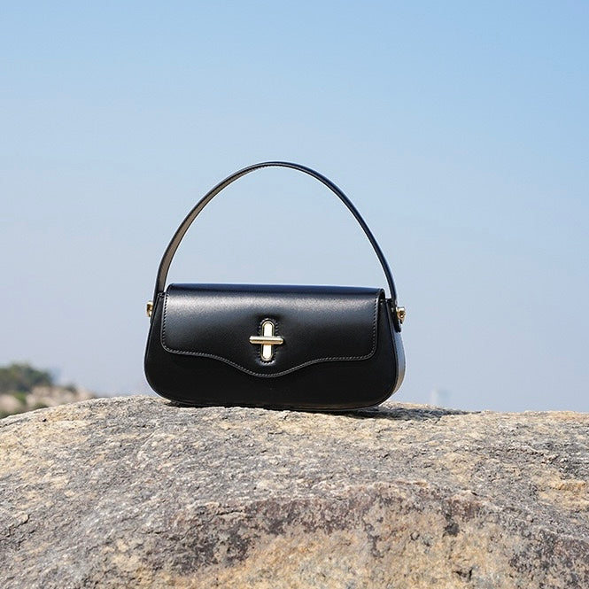 Women's Genuine Leather Shoulder Crossbody Baguette Bag