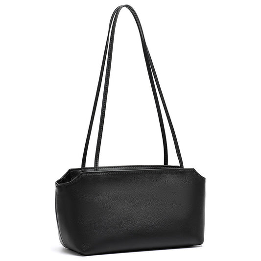 Minimalist Genuine Lambskin Leather Baguette Clutch Bag