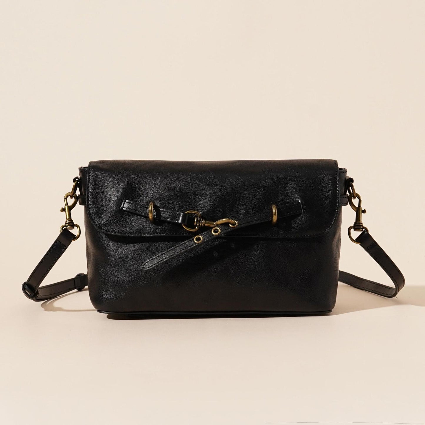 The Timeless Equestrian Genuine Leather Flap Crossbody Bag with Horsebit Hardware