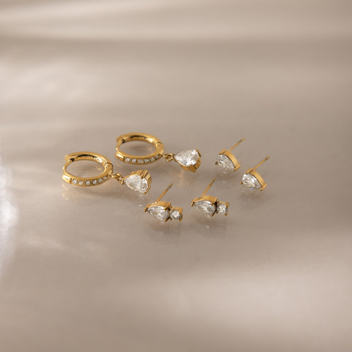 Elegant Radiant Pear Drop Earrings Set