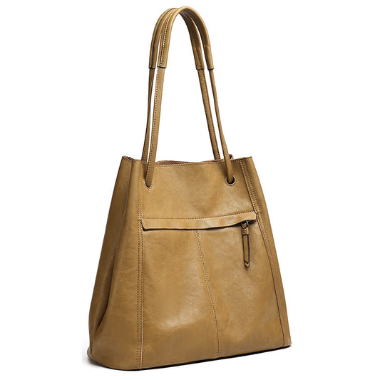 Artisanal Soft Genuine Leather Tote Clutch Bag