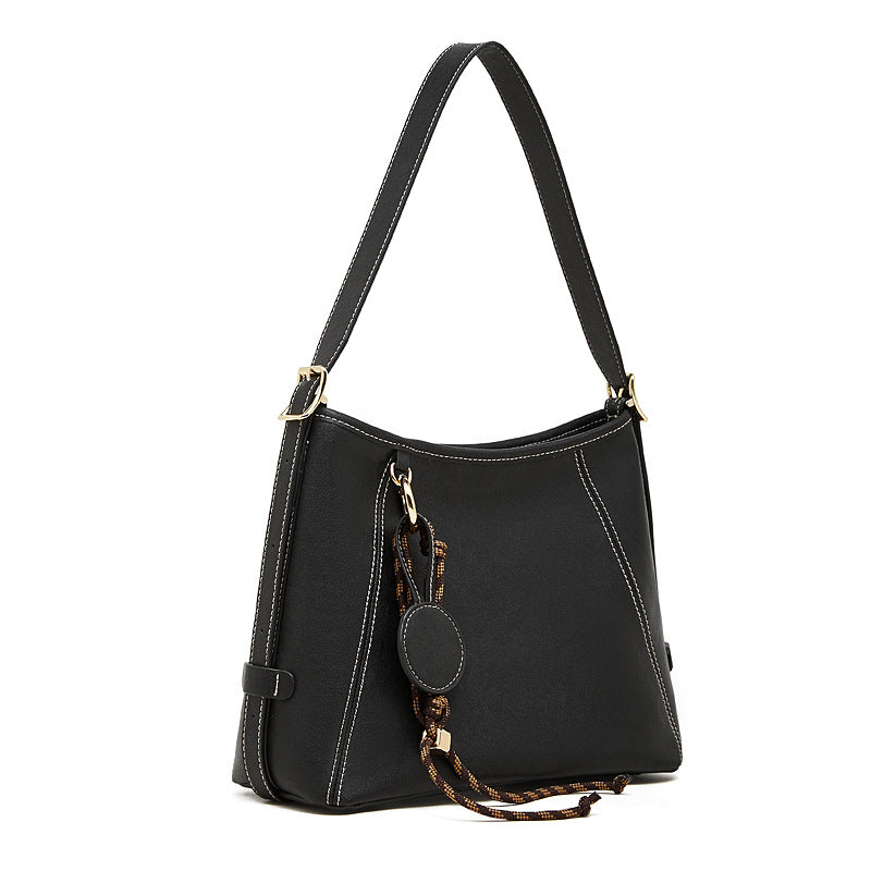 Artisan Stitched Genuine Leather Bag - Vintage Western Shoulder Tote with Tassel