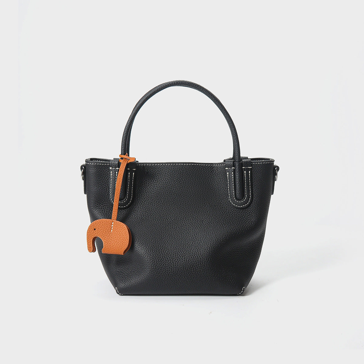 The Lucky Elephant Charm Genuine Leather Bucket Bag