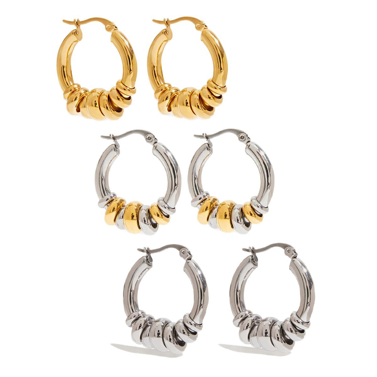 Geometric Interlocking Ring Earrings