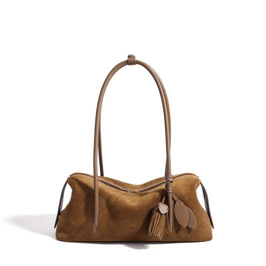 Chic Matte Genuine Leather Baguette Clutch Bag