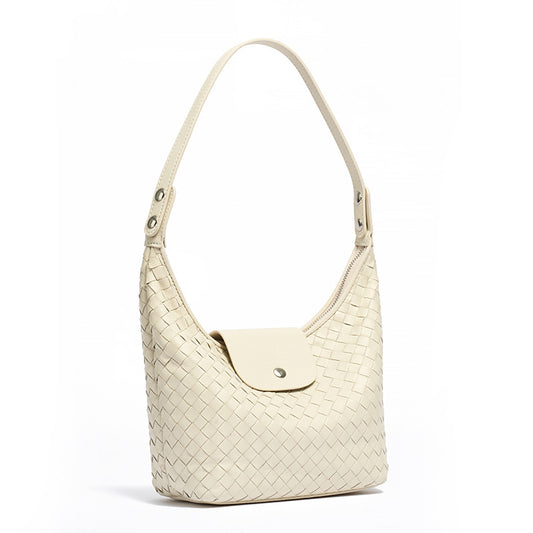 Elegant Woven Genuine Leather Hobo Clutch Bag