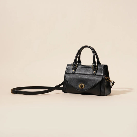 The Vintage Turnlock Genuine Leather Mini Top Handle Crossbody Bag