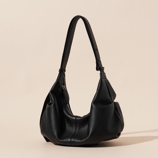 Obsidian Slouch Crescent Genuine Leather Hobo Bag