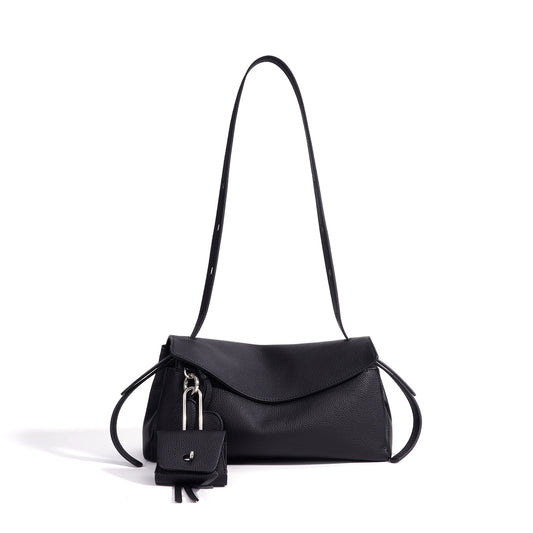 Mellow Pebbled Genuine Leather Flap Clutch Bag with Coin Pouch