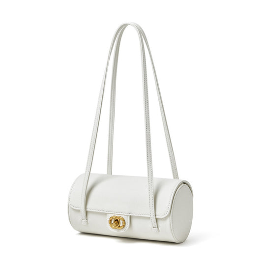 Nostalgic Caviar Genuine Leather Baguette Tube Clutch Bag