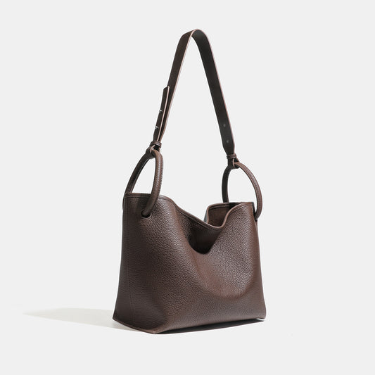 Timeless Large Capacity Soft Genuine Leather Bucket Shoulder Bag