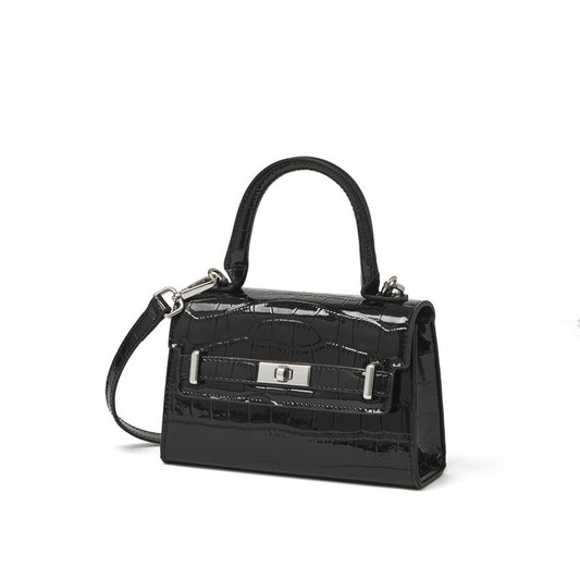 Minimalist Crocodile Pattern Handheld Genuine Leather Crossbody Bag