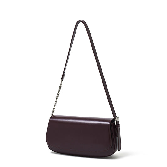 Minimalist Vintage Genuine Leather Baguette Saddle Shoulder Crossbody Bag