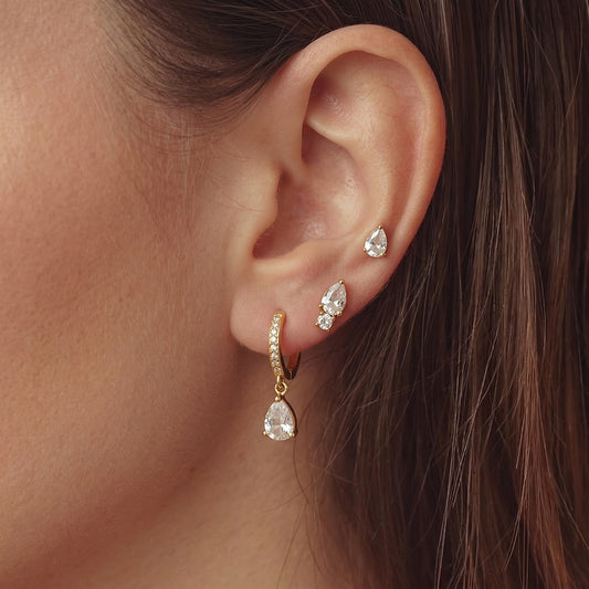 Elegant Radiant Pear Drop Earrings Set