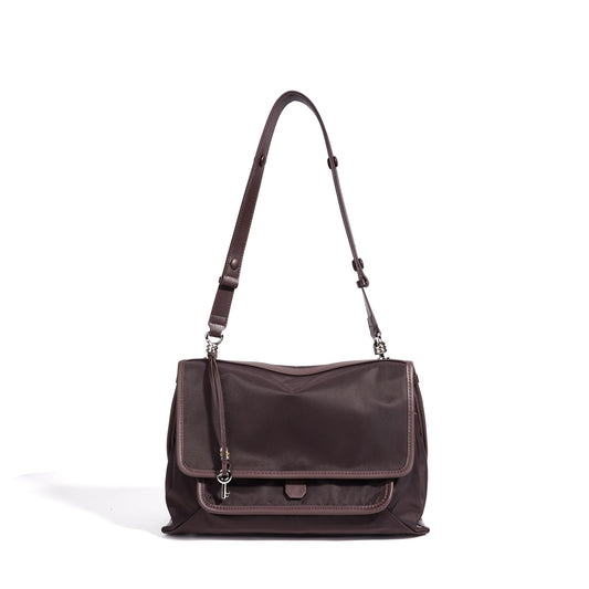 Sleek Nylon Flap Messenger Clutch Bag