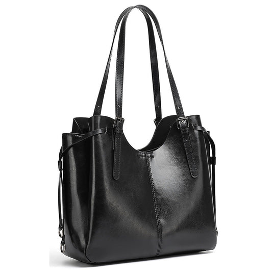 Classic Maillard Genuine Leather Large Capacity Tote Clutch Bag