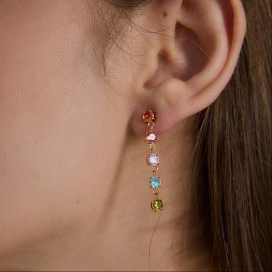 Modern Luxury Pastel Bright Tennis Chain Earrings
