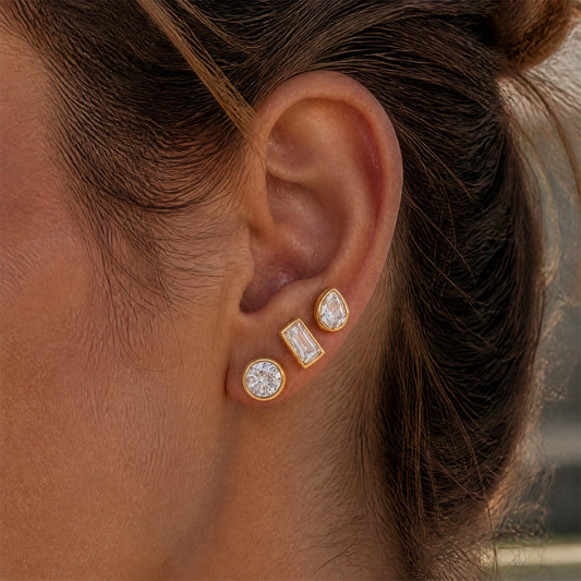 Luxury Artisan Sculptural Geometric Curated Stud Earrings Set