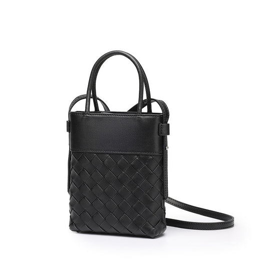 Artisan Woven Genuine Lambskin Leather Mini Clutch Bag