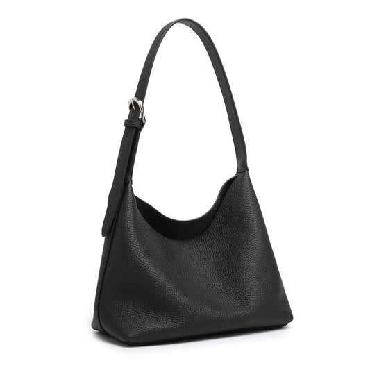 Versatile Genuine Leather Hobo Bucket Bag with Adjustable Shoulder Strap
