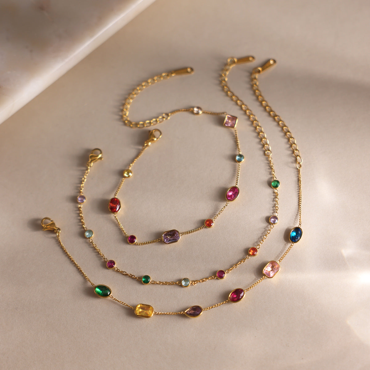 Chromatic Gradient Geometric Luminary Stacking Bracelet