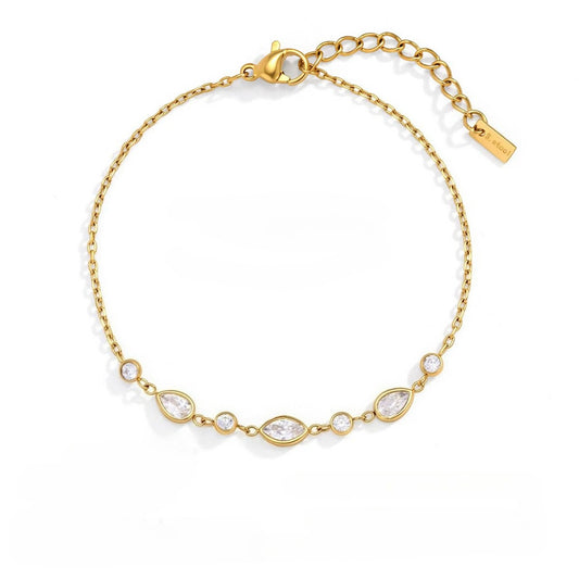Luminous Dewdrop Geometric Bezel Layering Bracelet