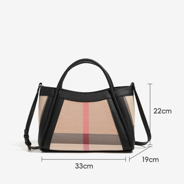 Classic Plaid Vegan Eco-Leather Tote Clutch Bag