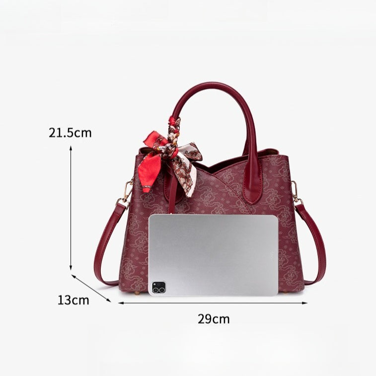 Vintage Cloud Print Vegan Eco-Leather Clutch Tote Bag