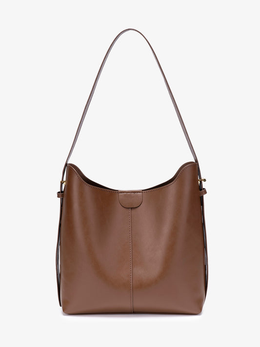 Classic Minimalist Vegan Eco-Leather Hobo Tote Clutch Bag