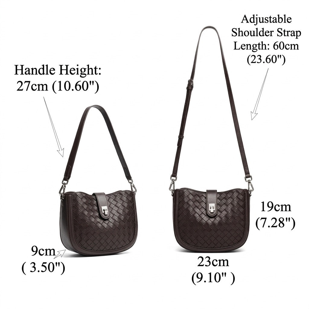 Intricate Woven Genuine Leather Saddle Clutch Bag