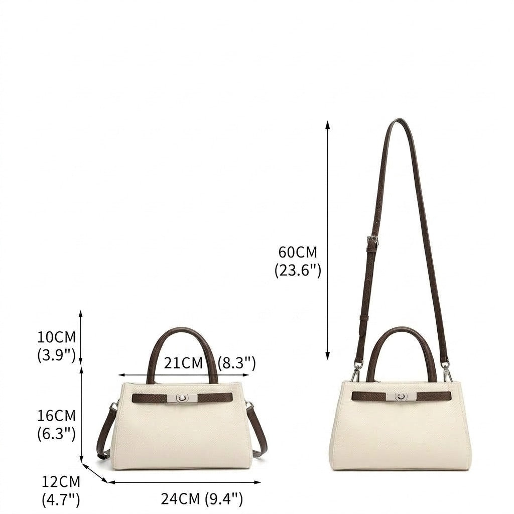 Elegante borsa Kelly a tracolla in vera pelle testurizzata