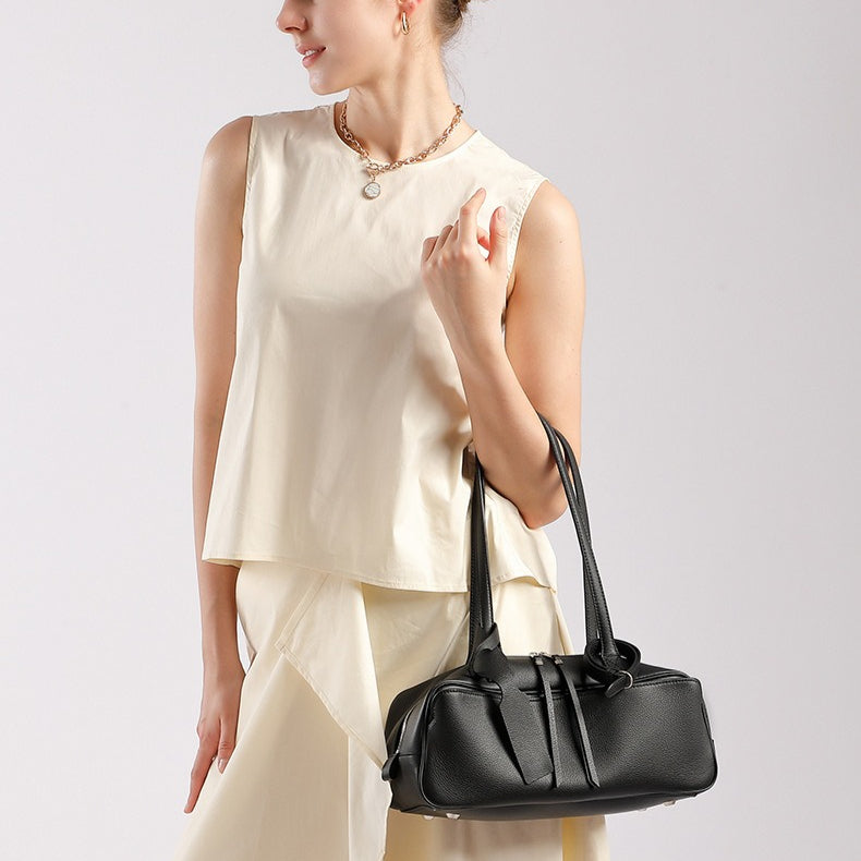 Women's Genuine Pebbled Leather Shoulder Handbag