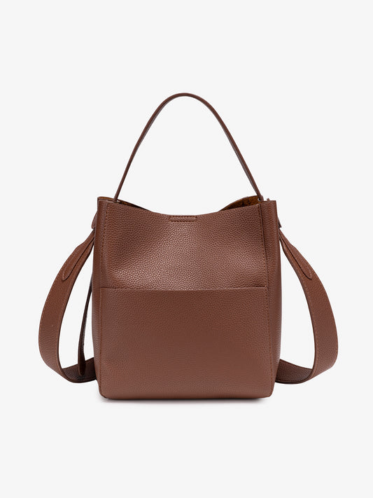 Supple Pebbled Vegan Eco-Leather Bucket Clutch Bag