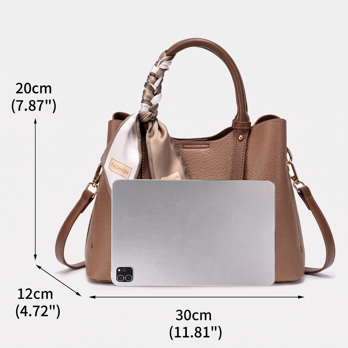 Pochette elegante marrone a tracolla in ecopelle vegana martellata