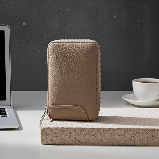 Cartera atemporal de cuero para múltiples tarjetas con espacio para efectivo