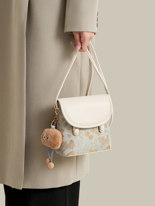 Exquisite Embroidered Vegan Eco-Leather Compact Flap Clutch Bag